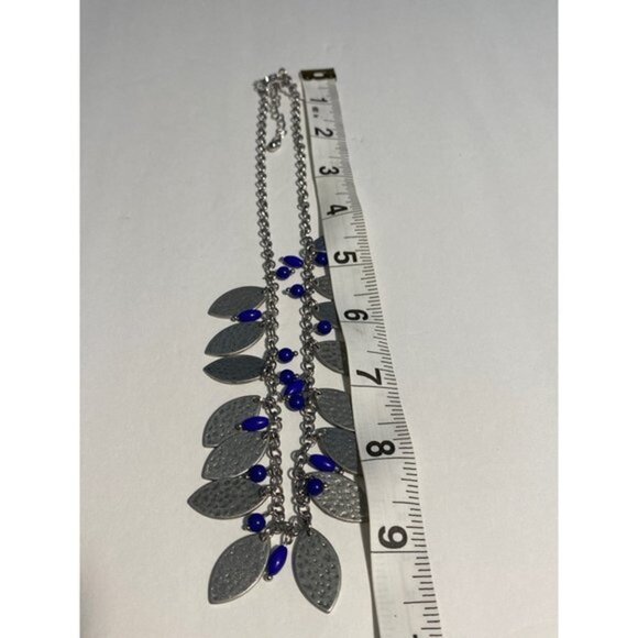 Lia Sophia Breeze Silver Leaf Blue Bead Necklace - Picture 2 of 6